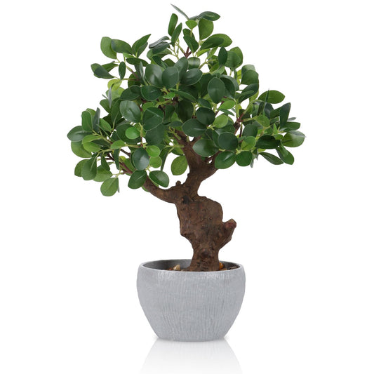 TOARTi Artificial Bonsai Tree Potted Plant with Stone Pot, 15" Tall Fake Potted Faux Plant Desk Decor, Realistic Decorative Plants Indoor Decor for for Home Bedroom Bathroom Office Desk